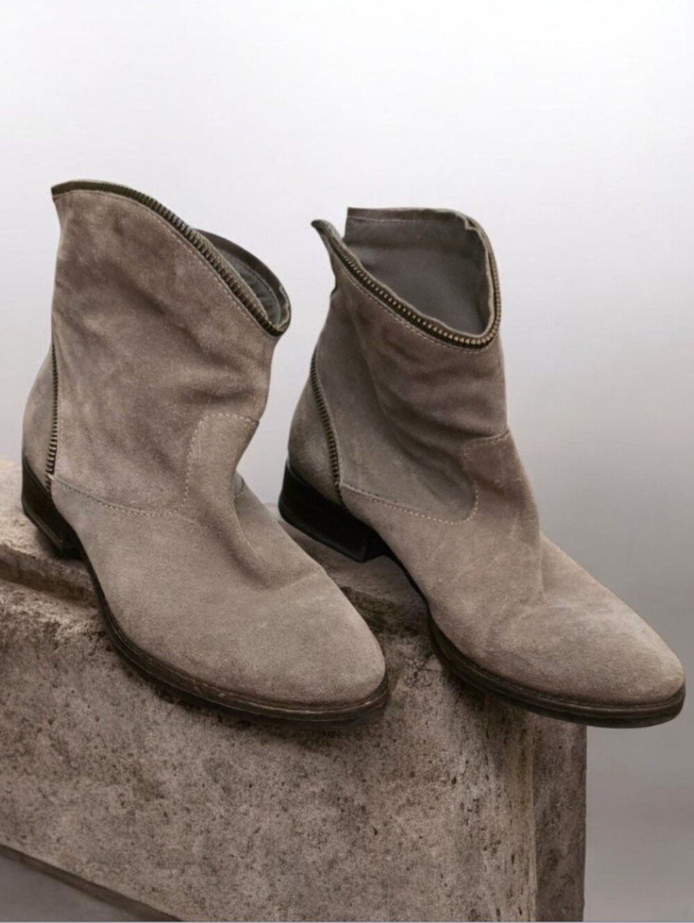 Suede Ankle Boots Moto Booties Size 7 NOW Made In Italy